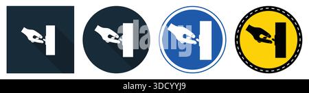 Eine Sammlung von vier Händen mit Gesten-Symbolen auf verschiedenen Hintergründen und Farben. Ideal für die Darstellung von Themen wie Geben, Unterstützung und Gemeinschaft enga Stock Vektor