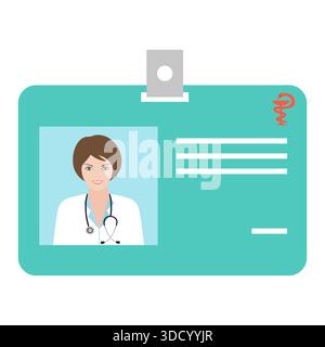 Horizontales Kunststoffabzeichen mit Verschluss. Namensschild des Arztes. Namenskarte des medizinischen Mitarbeiters Stock Vektor