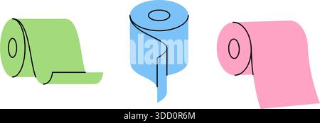 Papierrollen. Toilettenpapier, Servietten, Tücher und andere Hygieneprodukte. Vektorabbildung Stock Vektor