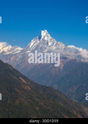 Machapuchare, oder Fischschwanz Berg, im Annapurna Massif in Nepal Stockfoto