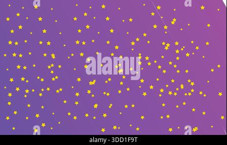 Kleiner und großer goldener Stern auf violettem Hintergrund Stock Vektor