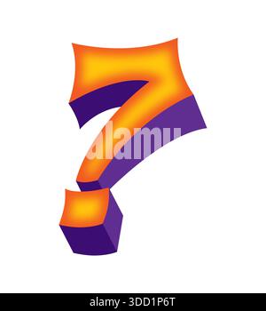 Handgezeichnetes orange-violettes Fragezeichen. Fragezeichen-Konzept Stockfoto