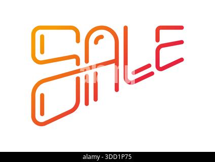 Handgezeichnetes Verkaufslogo. Orange-rotes Verkaufswort. Verkaufslogo für Shopping, Business Stockfoto