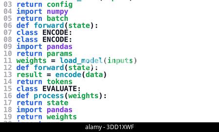Zufälliger Dummy-Python-Code in verschiedenen Farben Stockfoto