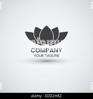 Minimalistisches Lotus Flower Logo für Spa Wellness und Meditation Center Stock Vektor