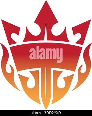 Flammenschild Krone Logo Vorlage Power Royal Vector Design Stock Vektor