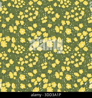 Nahtloses Blumenmuster basierend auf traditionellen Ornamenten. Bunte Blumen auf farbigem Hintergrund. Skandinavischer Stil. Schweden im nordischen Stil Stock Vektor