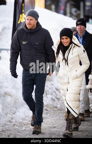 Aktenfoto vom 02/25 des Duke and Duchess of Sussex im Hillcrest Recreation Centre während der Invictus Games 2025 in Vancouver, Kanada. Ausgabedatum: Sonntag, 28. Dezember 2025. Stockfoto