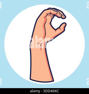 Hände mit gebeugten Fingern, die den Buchstaben C bilden Stock Vektor