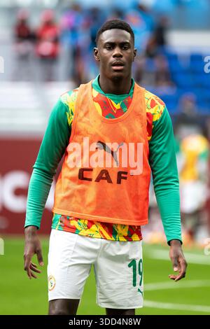 Tanger, Marokko. Dezember 2025. Moussa Niakhaté aus Senegal während des Afrika-Cup der Nationen (CAN) 2025 Gruppenspiel zwischen Senegal und DR Kongo im Grand Stade de Tanger in Marokko am 27. Dezember 2025. (Foto: Andrew SURMA/SIPA USA). Quelle: SIPA USA/Alamy Live News Stockfoto