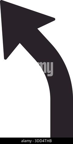 Piktogramm-Symbol des Verkehrszeichens, das den Fahrer über eine linke Kurve informiert. Stock Vektor