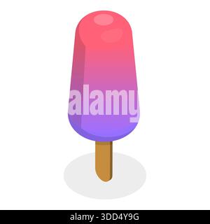 Isometrisches 3D-Set mit Eis, farbenfrohe fruchtige gefrorene Desserts. Punkt 2 Stockfoto