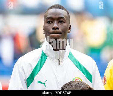 Tanger, Marokko. Dezember 2025. Pape Gueye von Senegal während des Africa Cup of Nations (CAN) 2025 Gruppenspiel zwischen Senegal und DR Kongo im Grand Stade de Tanger in Marokko am 27. Dezember 2025. (Foto: Andrew SURMA/SIPA USA). Quelle: SIPA USA/Alamy Live News Stockfoto
