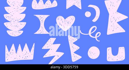 Trendiges Scribble Doodle Formen Collage Hintergrund Stock Vektor