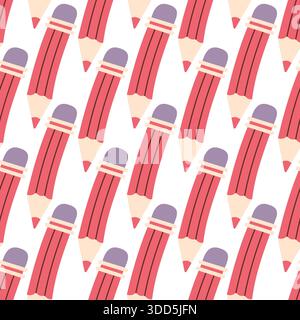Niedliche Nahtlose Bleistiftmuster Hand Gezeichnete Illustration Stock Vektor