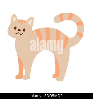 Niedliche Katze Handgezeichnet Illustration Cartoon Stil Stock Vektor