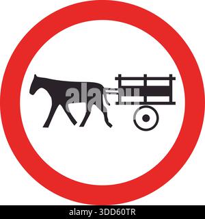 Verkehrsschild, das das Vorhandensein von gezogenen Fahrzeugen auf der Fahrbahn anzeigt. Stock Vektor