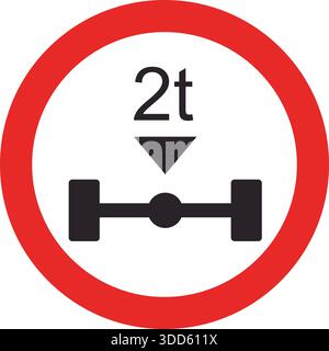 Verkehrsschild zur Begrenzung des Achsgewichts bei Fahrzeugen. Stock Vektor