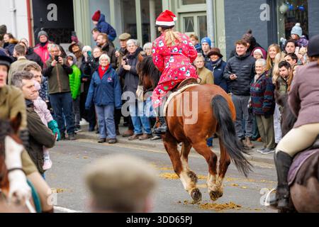 Jagd am zweiten Weihnachtsfeiertag in Hay-on-Wye Stockfoto