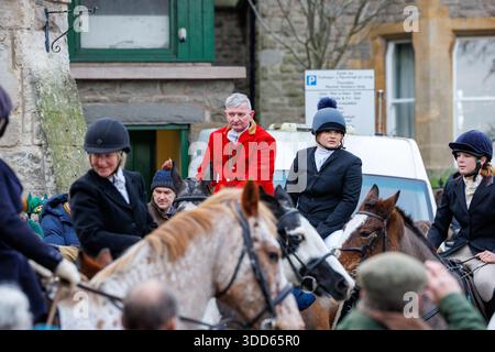 Jagd am zweiten Weihnachtsfeiertag in Hay-on-Wye Stockfoto