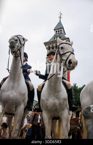Jagd am zweiten Weihnachtsfeiertag in Hay-on-Wye Stockfoto