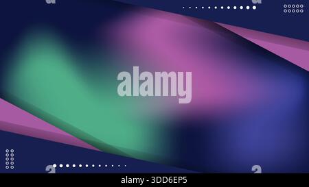 Ein lebendiger abstrakter Hintergrund mit weichen Verläufen in Grün, Rosa und Blau mit geometrischen Formen Stock Vektor