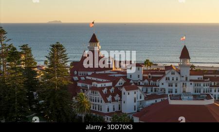Hotel Del Coronado in San Diego, Drohnenaufnahme aus der Luft Stockfoto