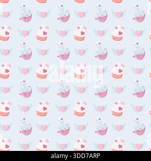 Nahtlose Valentinskuchen Cupcakes Herzen Stock Vektor