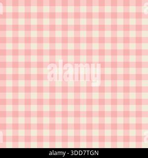 Zartes Rosa- und cremefarbenes Karomuster mit sanften Pastellfarben. Ein sauberes und ruhiges dekoratives Gingham-Design mit Karomuster, das für Schreibwaren geeignet ist, Stock Vektor