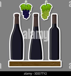 Illustration zum Thema verschiedene süße leckere Naturweine Stock Vektor
