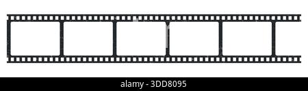 Minimales altes Symbol für Filmstreifenrolle. Kino oder Filmrolle mit Rahmen. Video- oder Filmstreifen-Overlay, Kino- oder Fotokamera langer Filmstreifen Stock Vektor