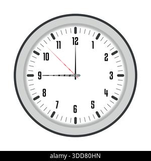 Uhr Zifferblatt Uhr Gesicht Vektor Set. Schwarze Uhrensymbole mit analogen Gesichtern und Rechtspfeilen Vektorillustration Stock Vektor