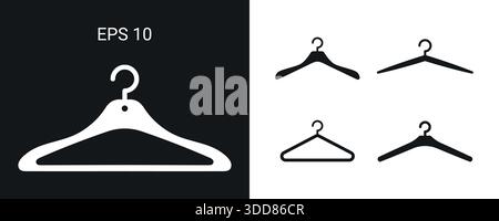 Minimalistischer Kleiderbügel mit Icon-Set-Konzept mit modischem Branding oder Logo Stock Vektor