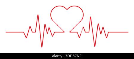 Sammlung von Herzrhythmusset, Elektrokardiogramm, EKG - EKG-Signal, Herz-Schlag-Pulslinien-Konzept-Vektorillustration mit editierbarem Schlaganfall Stock Vektor