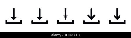 Symbolgruppe herunterladen und hochladen. Symbol zum Herunterladen und Hochladen von Software. Dateien das Symbol für die Schaltfläche „Web-Symbole herunterladen und hochladen“ in Linien- und Flat-Form Stock Vektor