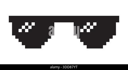 Lustige Retro pixelated Sonnenglas Icon, Boss Brille Meme, Lebensstil Meme Sonnenbrille Gangster, Vektor Illustration Stock Vektor