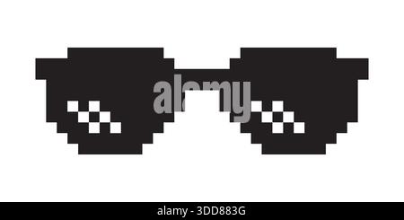 Lustige Retro pixelated Sonnenglas Icon, Boss Brille Meme, Lebensstil Meme Sonnenbrille Gangster, Vektor Illustration Stock Vektor