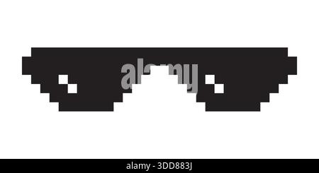 Lustige Retro pixelated Sonnenglas Icon, Boss Brille Meme, Lebensstil Meme Sonnenbrille Gangster, Vektor Illustration Stock Vektor