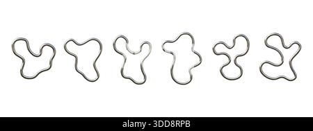 Flüssiges Chrom. Abstrakte 3D-Metallform oder holographische Spiralwelle. Cyberpunk Flüssigkeitsspur oder Hologrammlinie fallen. Polierte Lockenform. Metallische Kurve cir Stock Vektor