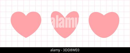 Ein Set rosafarbener Herzen auf hellem Hintergrund. Valentinstag Herzen, für deine Designs. Stock Vektor