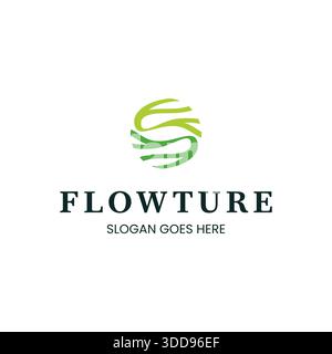 Kreativer Kreis Wurzelfluss für Natur Logo Icon Design Illustrationselement, modernes kreisförmiges Symbol mit Farbverlauf Grün für Ökologie der Umwelt Stock Vektor