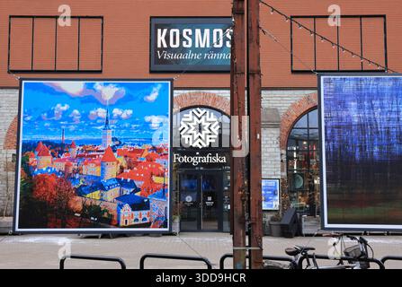 Telliskivi Kreativstadt in Tallinn, Estland, in einem ehemaligen Industriekomplex mit Galerien, Geschäften, Start-ups, Restaurants und Street Art. Stockfoto