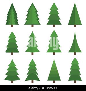 Weihnachtsbäume auf weißem Hintergrund Stock Vektor