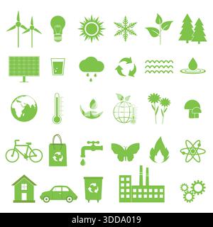 Ökologische Designelemente isoliert auf weißem Hintergrund Stock Vektor