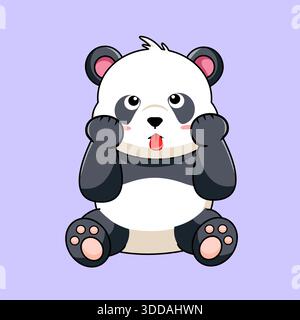 Niedlicher Cartoon Panda, Der Die Zunge Verspielt Ausragt Vektor-Illustration Cartoon Design Kawaii Stock Vektor