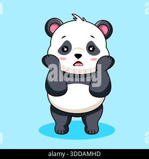 Netter Pandabär Panikausdruck Vektor Illustration Cartoon Charakter Kawaii Stock Vektor
