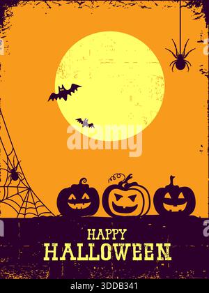Happy Halloween Poster Hintergrund für Text mit Web und Spinnen. Stock Vektor