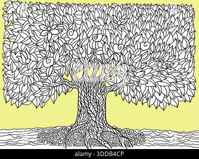 Bäume Landschaft Vektor Hand gezeichnete Illustration isoliert auf weiß. Stock Vektor