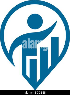 Geschäftsdiagramm Human Growth Logo Design Corporate Success Vector Template Symbol Stock Vektor