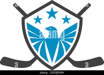 Shield Hockey Sports Star Logo Design Schutz Vektor Vorlage Symbol Stock Vektor